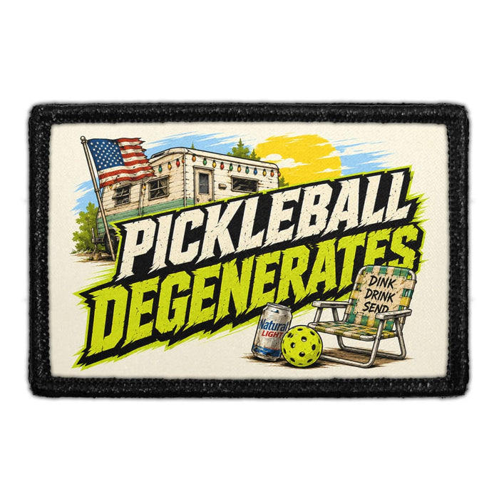 Pickleball Degenerates   - Meta Data - Crop Image Text - - Removable Patch - Pull Patch - Removable Patches For Authentic Flexfit and Snapback Hats
