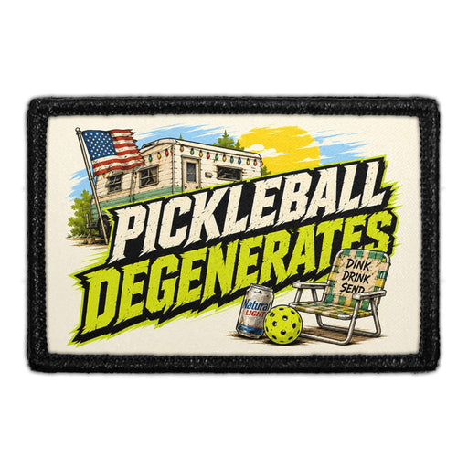 Pickleball Degenerates   - Meta Data - Crop Image Text - - Removable Patch - Pull Patch - Removable Patches For Authentic Flexfit and Snapback Hats
