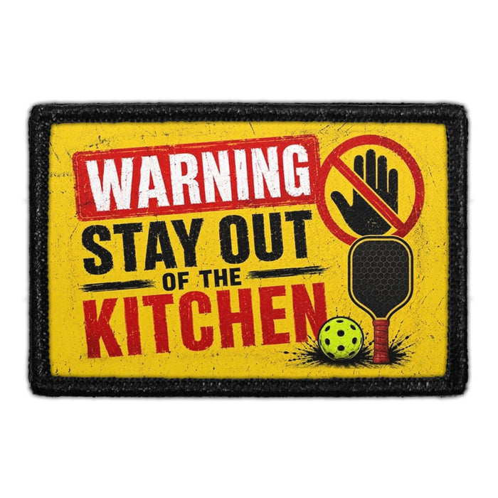 Warning - Stay Out of the Kitchen   - Meta Data - Crop Image Text - - Removable Patch - Pull Patch - Removable Patches For Authentic Flexfit and Snapback Hats
