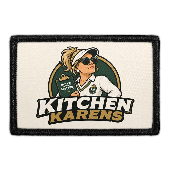 Kitchen Karens   - Meta Data - Crop Image Text - - Removable Patch - Pull Patch - Removable Patches For Authentic Flexfit and Snapback Hats
