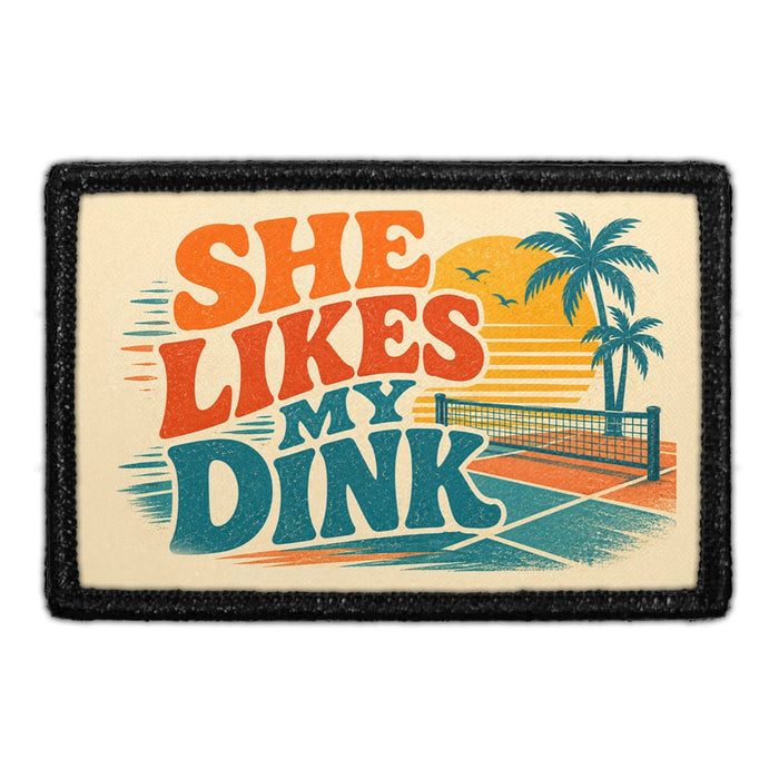 She Likes My Dink   - Meta Data - Crop Image Text - - Removable Patch - Pull Patch - Removable Patches For Authentic Flexfit and Snapback Hats
