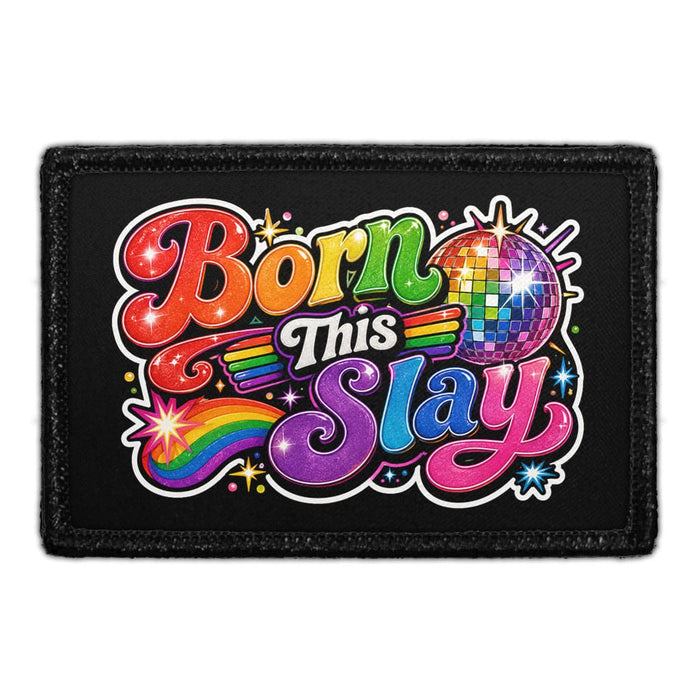 Born This Slay   - Meta Data - Crop Image Text - - Removable Patch - Pull Patch - Removable Patches For Authentic Flexfit and Snapback Hats
