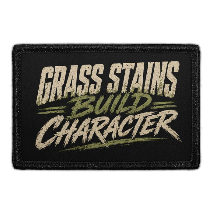 Grass Stains Build Character  - Meta Data - Crop Image Text - - Removable Patch - Pull Patch - Removable Patches For Authentic Flexfit and Snapback Hats
