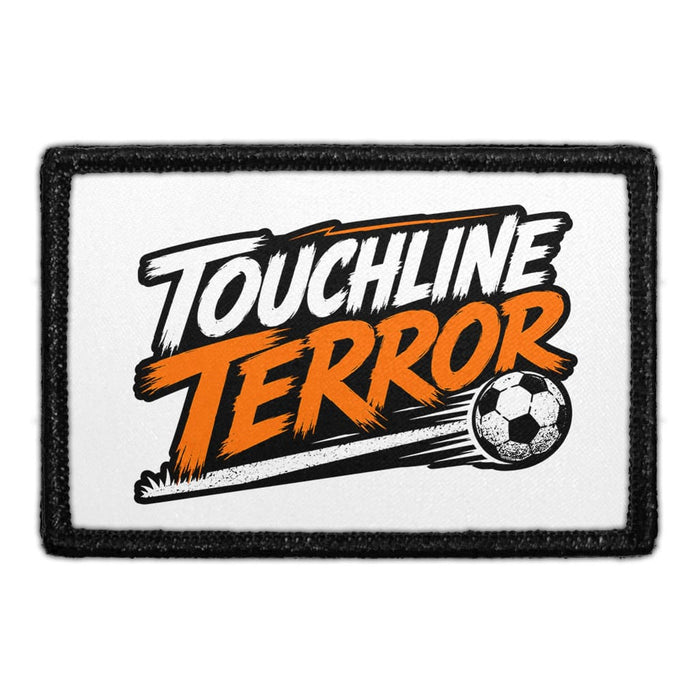 Touchline Terror  - Meta Data - Crop Image Text - - Removable Patch - Pull Patch - Removable Patches For Authentic Flexfit and Snapback Hats
