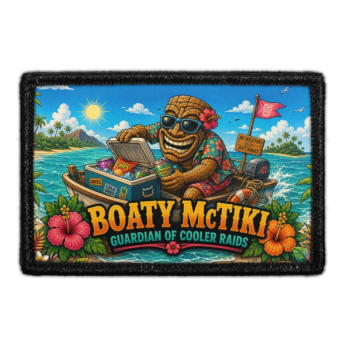 Boaty McTiki - Guardian of Cooler Raids  - Meta Data - Crop Image Text - - Removable Patch - Pull Patch - Removable Patches For Authentic Flexfit and Snapback Hats
