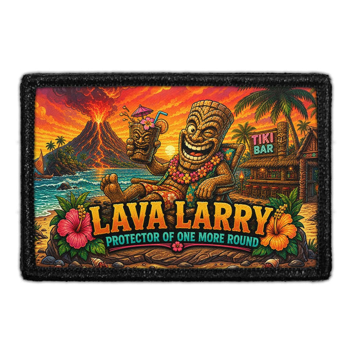 Lava Larry - Protector of One More Round  - Meta Data - Crop Image Text - - Removable Patch - Pull Patch - Removable Patches For Authentic Flexfit and Snapback Hats
