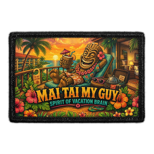 Mai Tai My Guy - Spirit of Vacation Brain  - Meta Data - Crop Image Text - - Removable Patch - Pull Patch - Removable Patches For Authentic Flexfit and Snapback Hats

