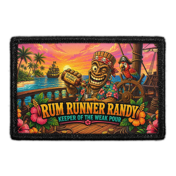 Rum Runner Randy - Keeper of the Weak Pour  - Meta Data - Crop Image Text - - Removable Patch - Pull Patch - Removable Patches For Authentic Flexfit and Snapback Hats
