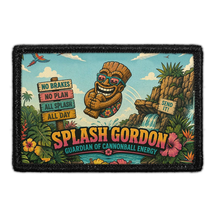 Splash Gordon - Guardian of Cannonball Energy  - Meta Data - Crop Image Text - - Removable Patch - Pull Patch - Removable Patches For Authentic Flexfit and Snapback Hats
