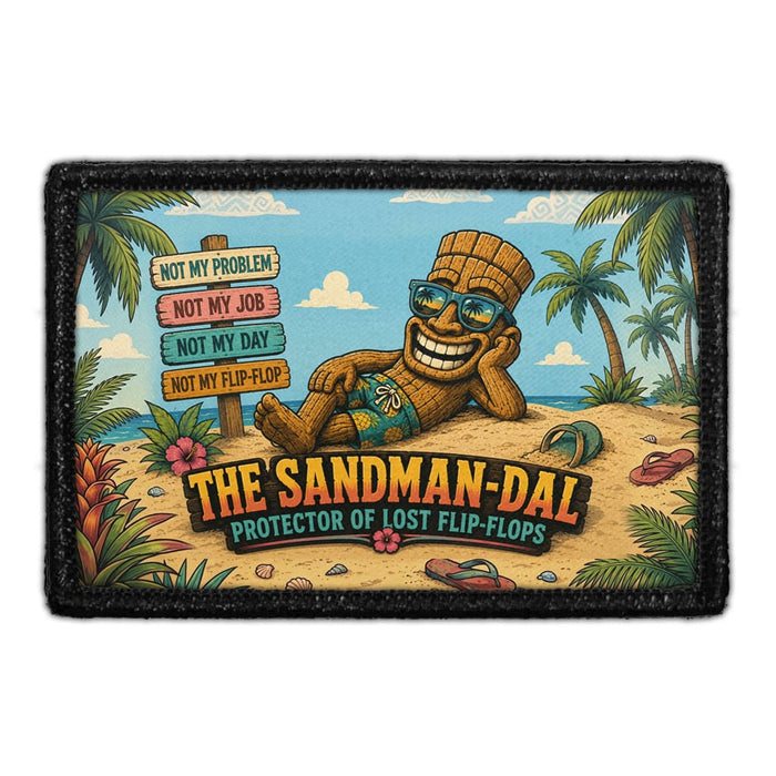 The Sandman-dal - Protector of Lost Flip-Flops  - Meta Data - Crop Image Text - - Removable Patch - Pull Patch - Removable Patches For Authentic Flexfit and Snapback Hats
