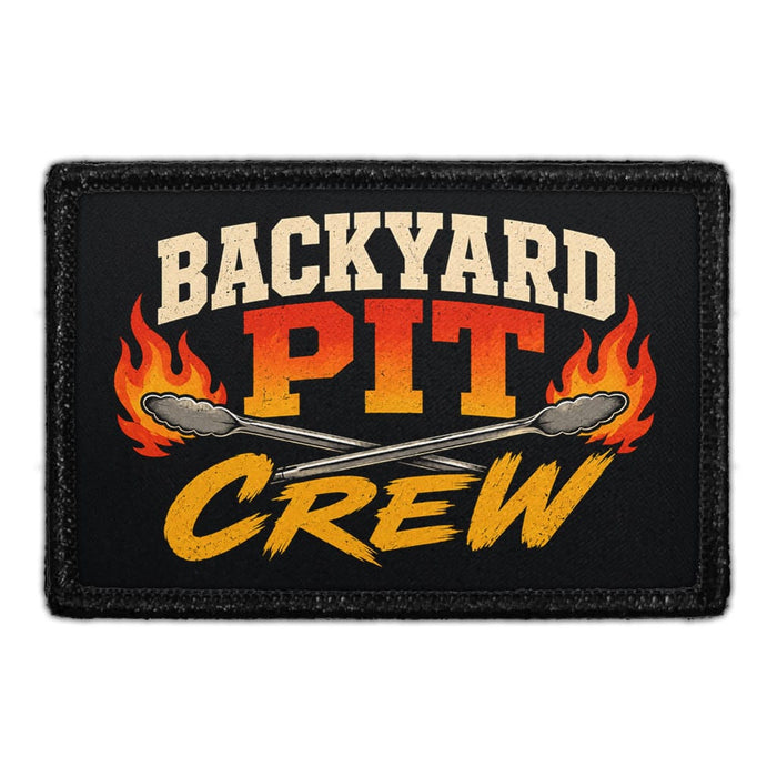Backyard Pit Crew  - Meta Data - Crop Image Text - - Removable Patch - Pull Patch - Removable Patches For Authentic Flexfit and Snapback Hats
