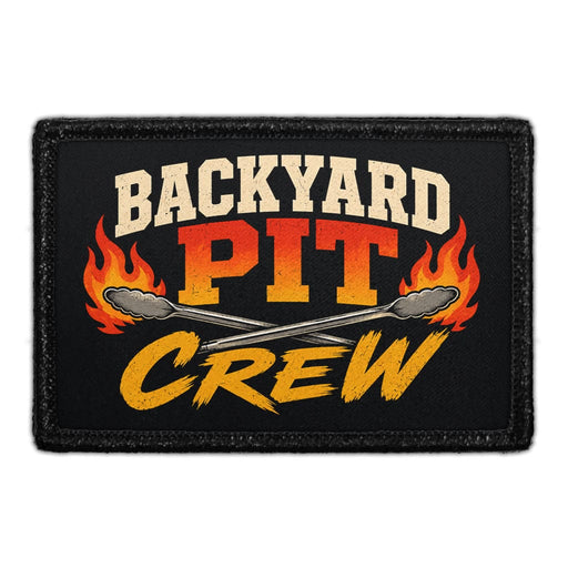 Backyard Pit Crew  - Meta Data - Crop Image Text - - Removable Patch - Pull Patch - Removable Patches For Authentic Flexfit and Snapback Hats
