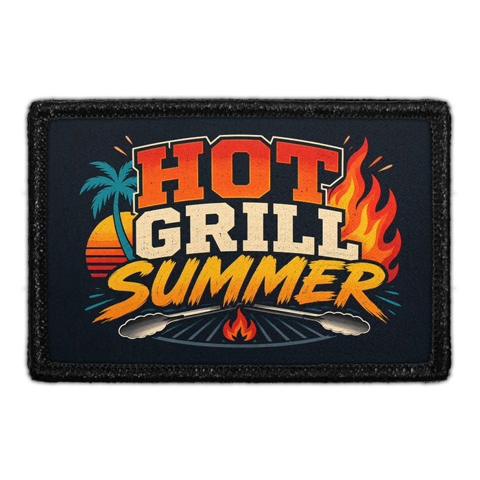 Hot Grill Summer  - Meta Data - Crop Image Text - - Removable Patch - Pull Patch - Removable Patches For Authentic Flexfit and Snapback Hats
