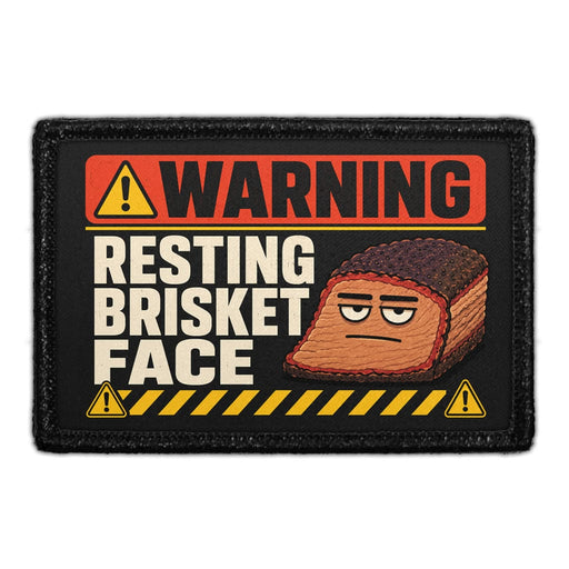 Resting Brisket Face  - Meta Data - Crop Image Text - - Removable Patch - Pull Patch - Removable Patches For Authentic Flexfit and Snapback Hats
