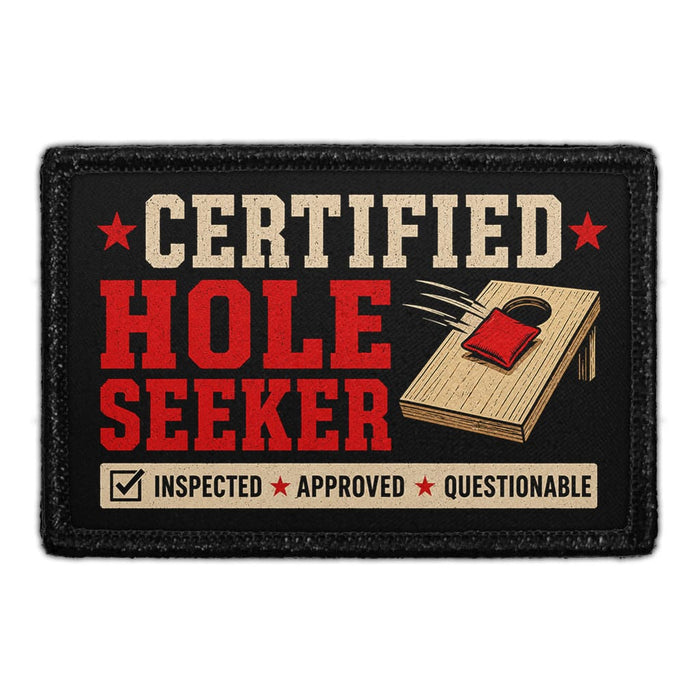 Certified Hole Seeker  - Meta Data - Crop Image Text - - Removable Patch - Pull Patch - Removable Patches For Authentic Flexfit and Snapback Hats
