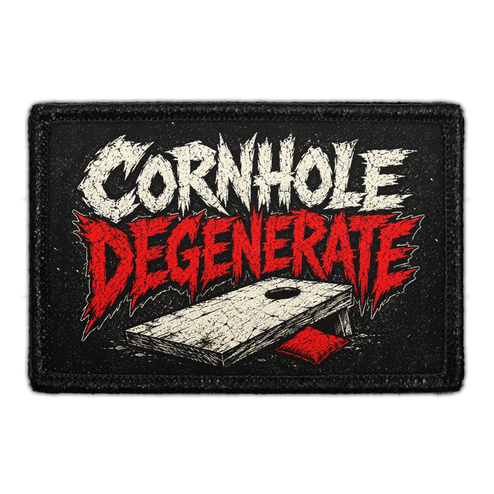 Cornhole Degenerate  - Meta Data - Crop Image Text - - Removable Patch - Pull Patch - Removable Patches For Authentic Flexfit and Snapback Hats
