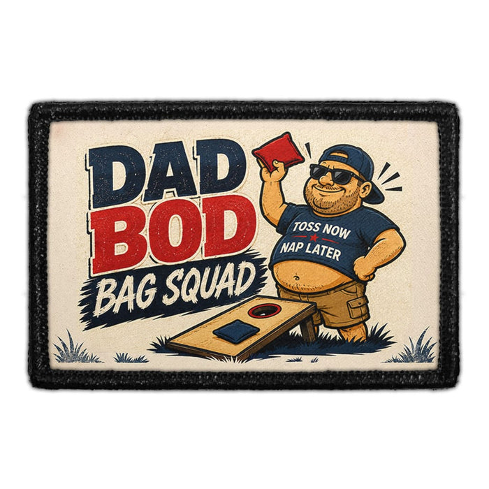 Dad Bod Bag Squad  - Meta Data - Crop Image Text - - Removable Patch - Pull Patch - Removable Patches For Authentic Flexfit and Snapback Hats
