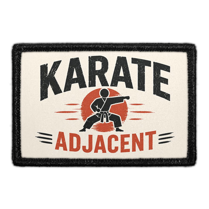 Karate Adjacent  - Meta Data - Crop Image Text - - Removable Patch - Pull Patch - Removable Patches For Authentic Flexfit and Snapback Hats

