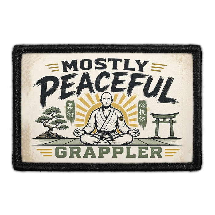 Mostly Peaceful Grappler  - Meta Data - Crop Image Text - - Removable Patch - Pull Patch - Removable Patches For Authentic Flexfit and Snapback Hats
