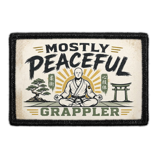 Mostly Peaceful Grappler  - Meta Data - Crop Image Text - - Removable Patch - Pull Patch - Removable Patches For Authentic Flexfit and Snapback Hats
