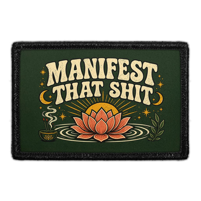 Manifest That Shit  - Meta Data - Crop Image Text - - Removable Patch - Pull Patch - Removable Patches For Authentic Flexfit and Snapback Hats
