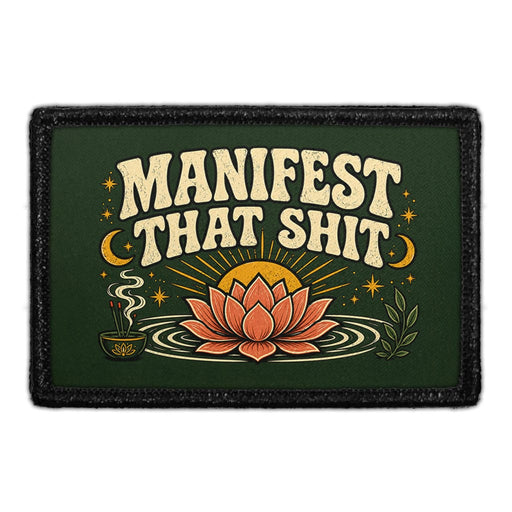 Manifest That Shit  - Meta Data - Crop Image Text - - Removable Patch - Pull Patch - Removable Patches For Authentic Flexfit and Snapback Hats
