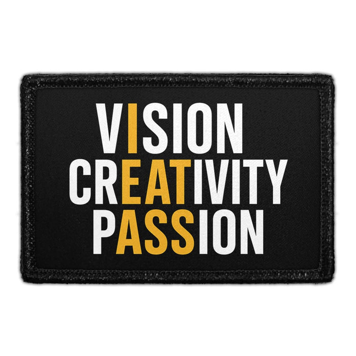 Vision - Creativity - Passion  - Meta Data - Crop Image Text - - Removable Patch - Pull Patch - Removable Patches For Authentic Flexfit and Snapback Hats
