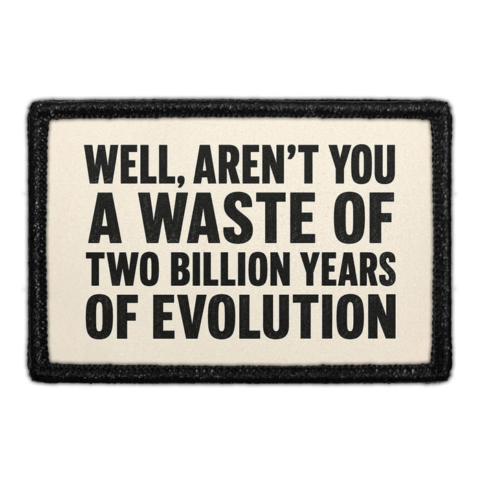 Well, Aren't You A Waste Of Two Billion Years Of Evolution  - Meta Data - Crop Image Text - - Removable Patch - Pull Patch - Removable Patches For Authentic Flexfit and Snapback Hats
