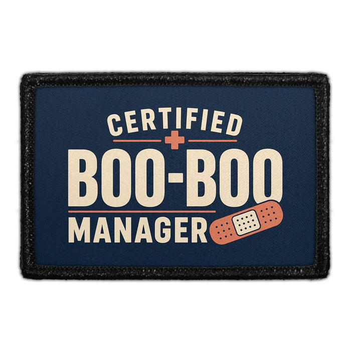 Certified Boo-Boo Manager  - Meta Data - Crop Image Text - - Removable Patch - Pull Patch - Removable Patches For Authentic Flexfit and Snapback Hats
