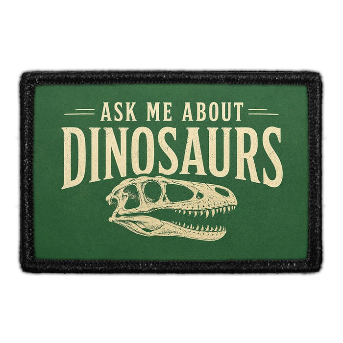 Ask Me About Dinosaurs  - Meta Data - Crop Image Text - - Removable Patch - Pull Patch - Removable Patches For Authentic Flexfit and Snapback Hats
