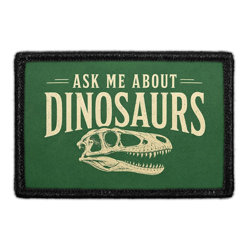 Ask Me About Dinosaurs  - Meta Data - Crop Image Text - - Removable Patch - Pull Patch - Removable Patches For Authentic Flexfit and Snapback Hats
