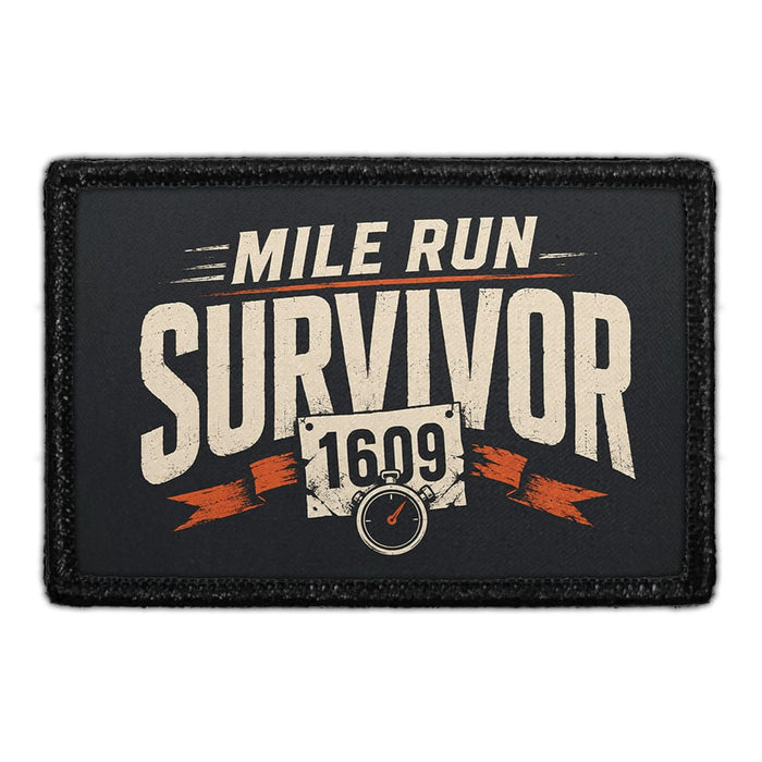 Mile Run Survivor  - Meta Data - Crop Image Text - - Removable Patch - Pull Patch - Removable Patches For Authentic Flexfit and Snapback Hats
