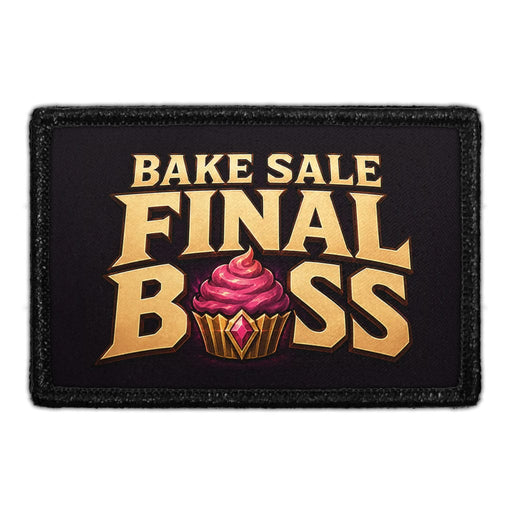 Bake Sale Final Boss  - Meta Data - Crop Image Text - - Removable Patch - Pull Patch - Removable Patches For Authentic Flexfit and Snapback Hats
