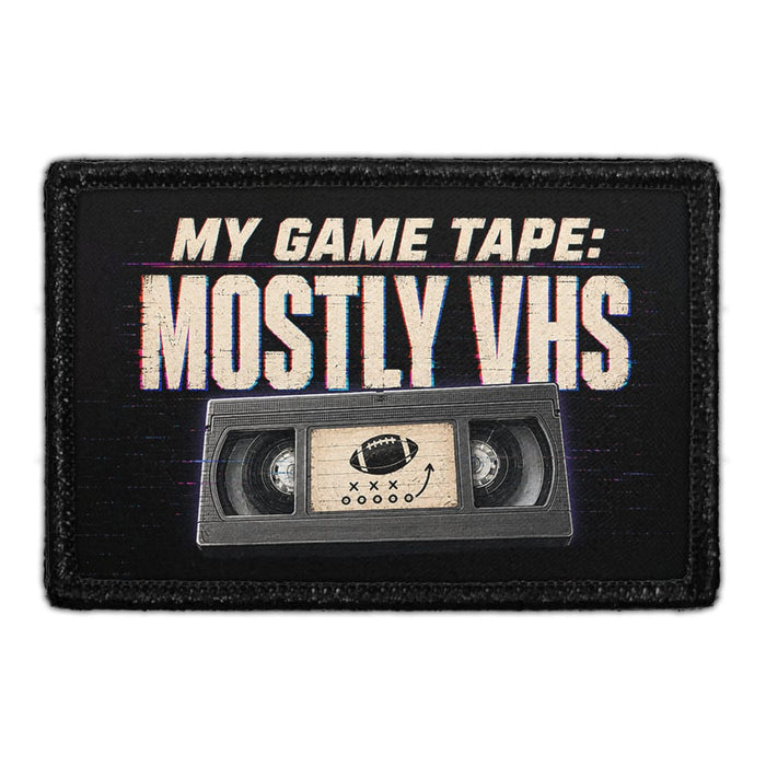 My Game Tape Mostly VHS  - Meta Data - Crop Image Text - - Removable Patch - Pull Patch - Removable Patches For Authentic Flexfit and Snapback Hats
