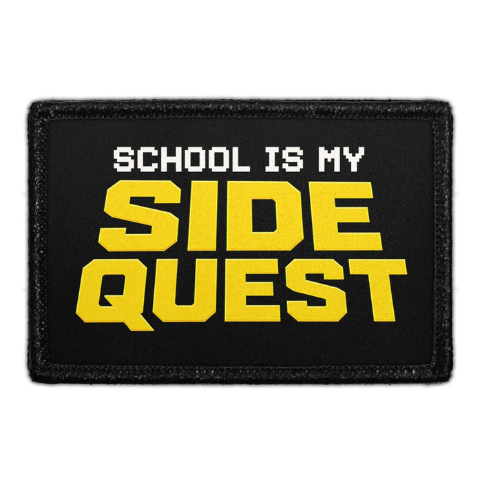 School Is My Side Quest  - Meta Data - Crop Image Text - - Removable Patch - Pull Patch - Removable Patches For Authentic Flexfit and Snapback Hats

