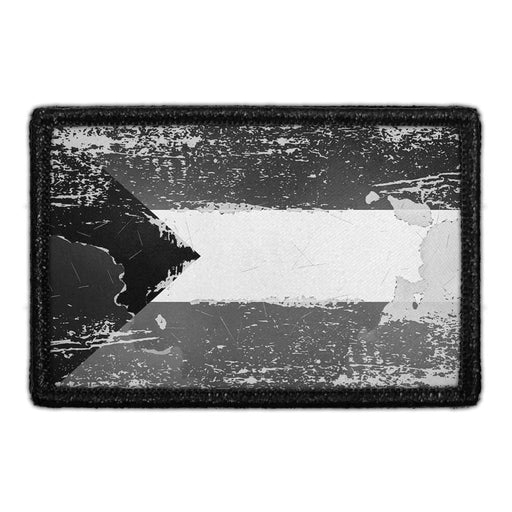 Palestine flag Black and White Distressed  - Meta Data - Crop Image Text - - Removable Patch - Pull Patch - Removable Patches For Authentic Flexfit and Snapback Hats
