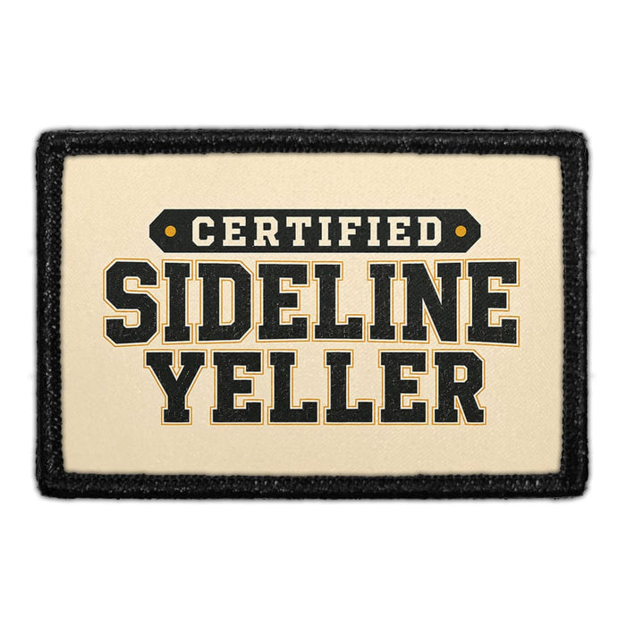 Certified Sideline Yeller  - Meta Data - Crop Image Text - - Removable Patch - Pull Patch - Removable Patches For Authentic Flexfit and Snapback Hats
