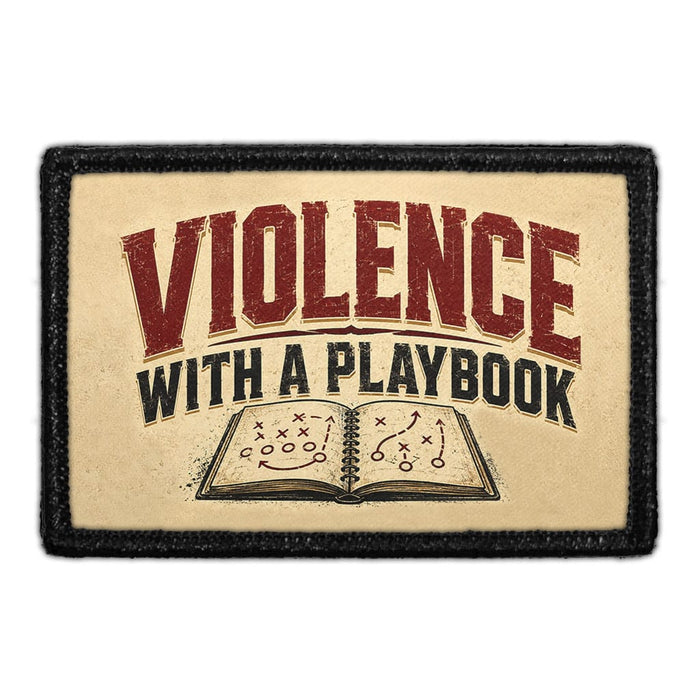 Violence With A Playbook  - Meta Data - Crop Image Text - - Removable Patch - Pull Patch - Removable Patches For Authentic Flexfit and Snapback Hats
