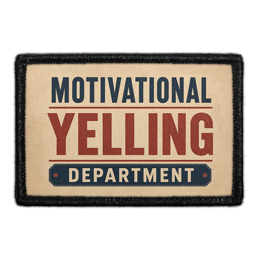 Motivational Yelling Department  - Meta Data - Crop Image Text - - Removable Patch - Pull Patch - Removable Patches For Authentic Flexfit and Snapback Hats
