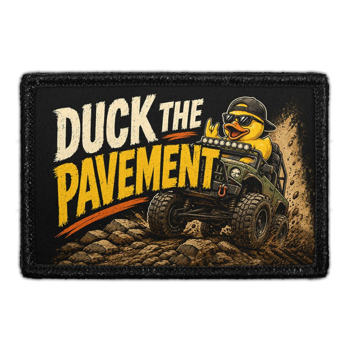 Duck The Pavement  - Meta Data - Crop Image Text - - Removable Patch - Pull Patch - Removable Patches For Authentic Flexfit and Snapback Hats
