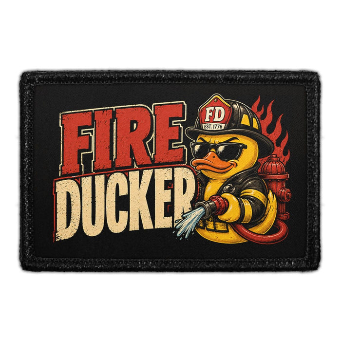 FIRE DUCKER  - Meta Data - Crop Image Text -  - Removable Patch - Pull Patch - Removable Patches For Authentic Flexfit and Snapback Hats
