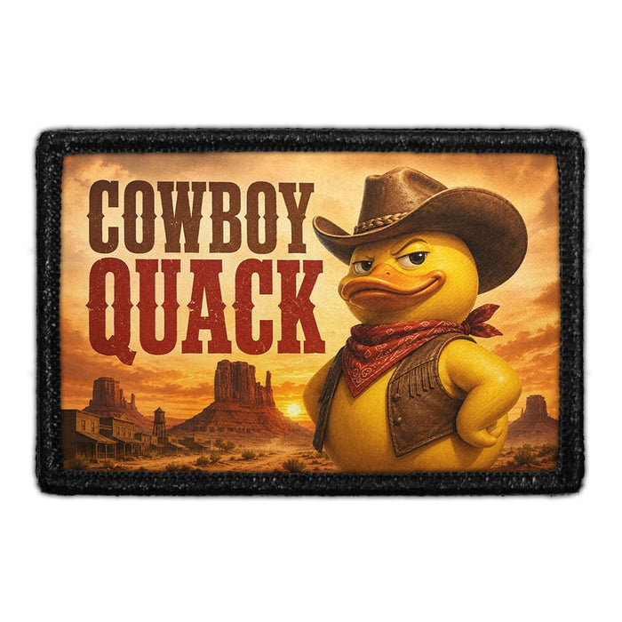 Cowboy Quack   - Meta Data - Crop Image Text -  - Removable Patch - Pull Patch - Removable Patches For Authentic Flexfit and Snapback Hats
