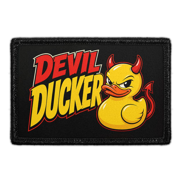 Devil Ducker   - Meta Data - Crop Image Text -  - Removable Patch - Pull Patch - Removable Patches For Authentic Flexfit and Snapback Hats

