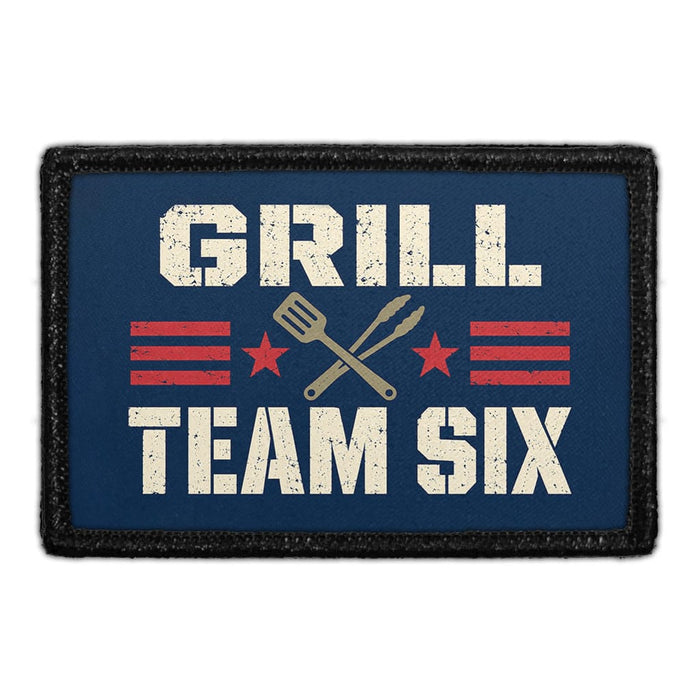 Grill Team Six - Meta Data - Crop Image Text - Removable Patch - Pull Patch - Removable Patches For Authentic Flexfit and Snapback Hats
