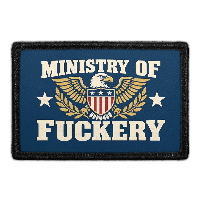 Ministry of Fuckery - Meta Data - Crop Image Text - Removable Patch - Pull Patch - Removable Patches For Authentic Flexfit and Snapback Hats