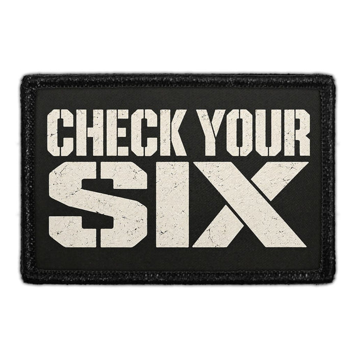 Check Your Six -  Meta Data - Crop Image Text - Removable Patch - Pull Patch - Removable Patches For Authentic Flexfit and Snapback Hats
