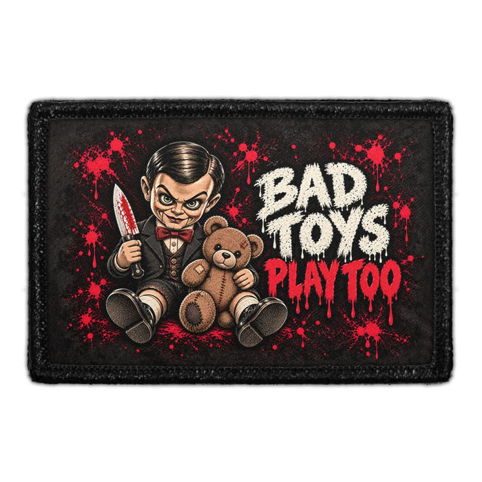 Bad Toys Play Too - Meta Data - Crop Image Text - Removable Patch - Pull Patch - Removable Patches For Authentic Flexfit and Snapback Hats
