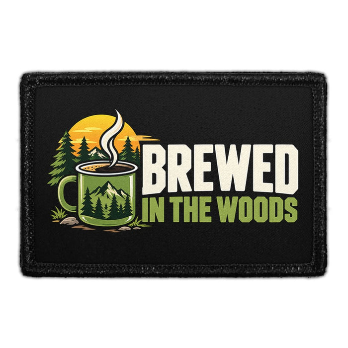 Brewed In The Woods - Meta Data - Crop Image Text - Removable Patch - Pull Patch - Removable Patches For Authentic Flexfit and Snapback Hats
