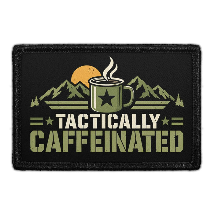 Tactically Caffeinated - Meta Data - Crop Image Text - Removable Patch - Pull Patch - Removable Patches For Authentic Flexfit and Snapback Hats
