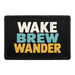 Wake. Brew. Wander. - Meta Data - Crop Image Text - Removable Patch - Pull Patch - Removable Patches For Authentic Flexfit and Snapback Hats
